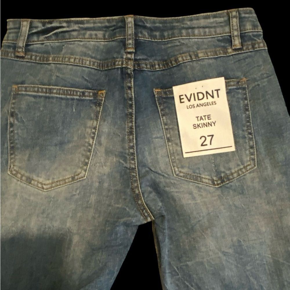 Anthropologie Evidnt Tate Skinny distressed mid rise jeans side slit size 27 NWT - Picture 6 of 10